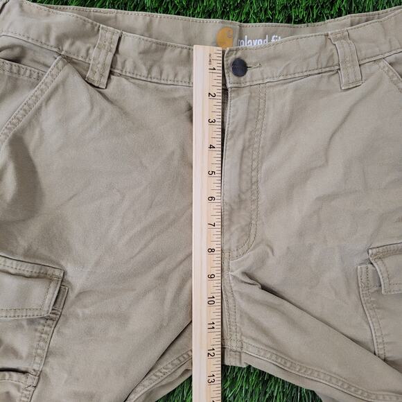 CARHARTT Canvas Cargo Shorts 36x10 Brown Baggy Workwear Relaxed Fit - Picture 9 of 13